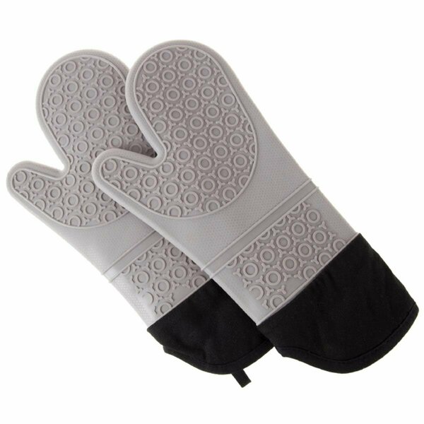 Daphnes Dinnette Silicone Oven Mitts Extra Long Heat Resistant w/Quilted Lining & 2-Sided Textured Grip, Gray DA3303483